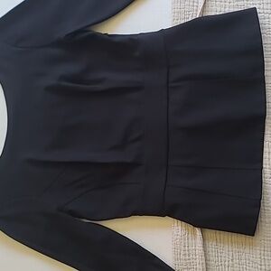 White House Black Market womens black fit and flare button back top sz6